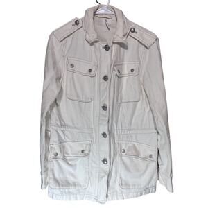 Free People Not Your Brothers Jacket sz XS Cream Full Zip Cargo Utility Military